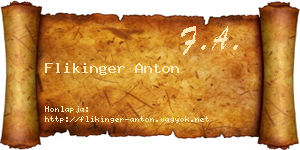 Flikinger Anton névjegykártya